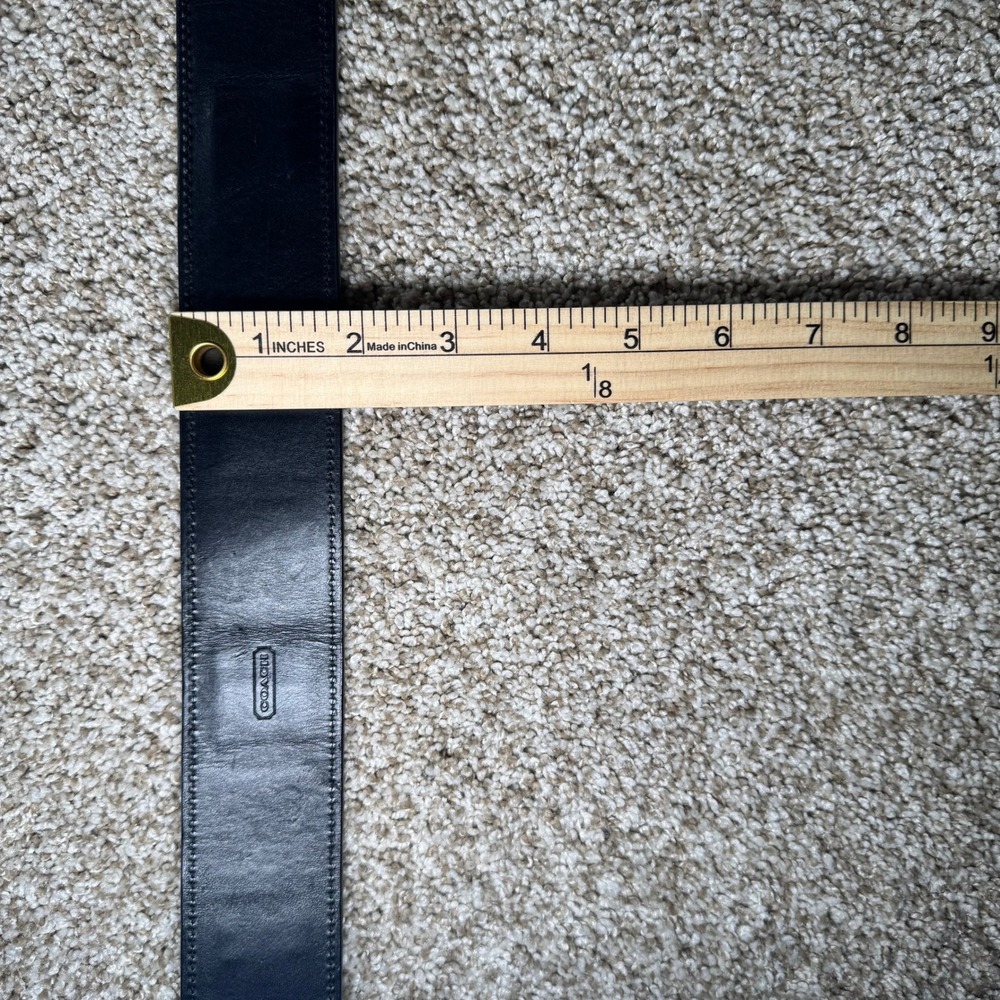 Coach Leather Horsebit Style Belt Brass Double Rings Branded Studs - Picture 9 of 16